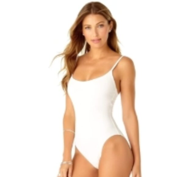 *SALE* Anne Cole's Stunning Classic High Rise White One-Piece White Swimsuit NWT - Picture 2 of 4